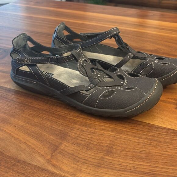 JBU Women’s Charcoal Strappy Mary Jane Memory Foam Sandals Size 8.5 - Picture 2 of 9